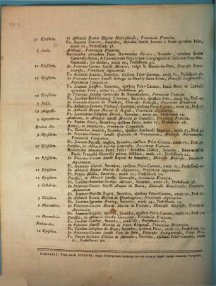 Nomina et cognomina Canonicarum Regularium Congregations Gallicanae qui obierunt anno .... 1780