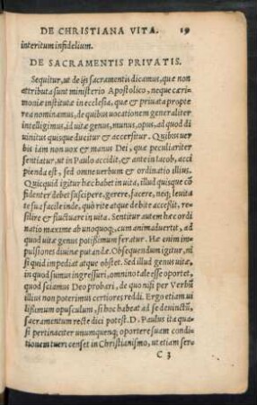 De Sacramentis Privatis.