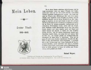 Titelblatt und Vorrede der Autobiographie Richard Wagners