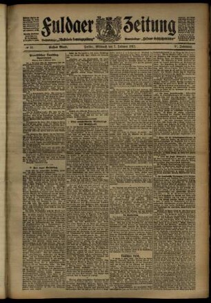 Erste Ausgabe vom Mittwoch, den 07. Februar 1912.