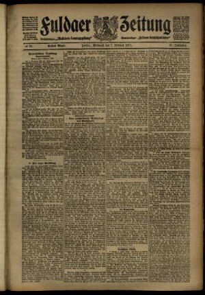 Erste Ausgabe vom Mittwoch, den 07. Februar 1912.