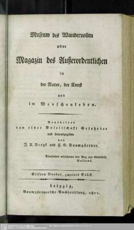 Eilfter Band, zweites Stück