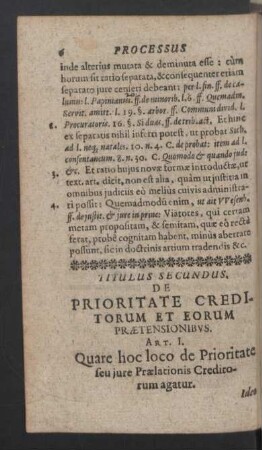 Titulus Secundus. De prioritate creditorum et eorum praetensionibus.