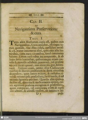 Cap. II. De Navigantium Praeservatione & cura