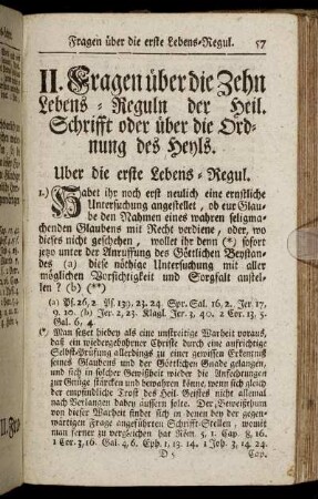 II. Fragen über die Zehn Lebens-Reguln der Heil. Schrifft oder über die Ordnung des Heyls