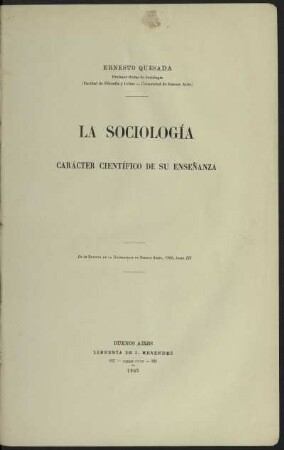 La sociología : carácter científico de su enseñanza