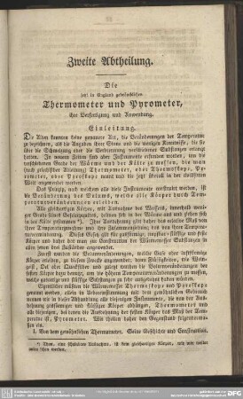 Zweite Abtheilung. Die jetzt in England gebräuchlichen Thermometer und Pyrometer, ihre Verfertigung und Anwendung