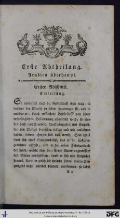 Erste Abtheilung. Arabien überhaupt.