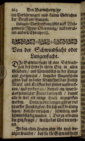 Von der Schwindsucht oder Lungensucht.