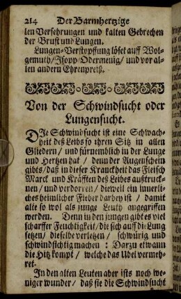 Von der Schwindsucht oder Lungensucht.
