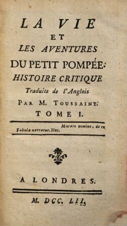 La Vie Et Les Aventures Du Petit Pompée : Histoire critique, 1