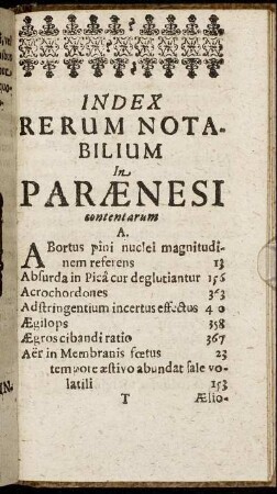 Index Rerum Notabilium In Parænesi contentarum.