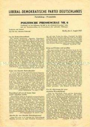Mitteilungsblatt der LDPD mit einer Presseschau