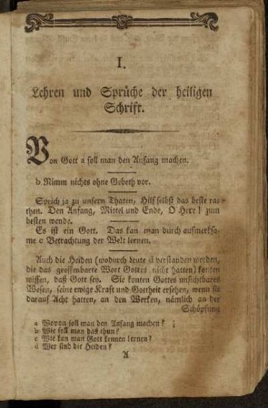 I. Lehren und Sprüche der heiligen Schrift.