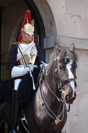 Wache der Horse Guards vor dem Quartier in Westminster