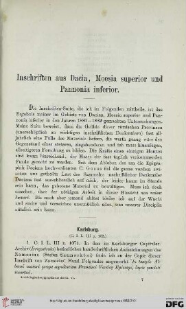 6: Inschriften aus Dacia, Moesia superior und Pannonia inferior