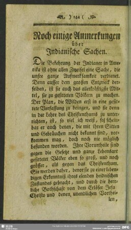 Noch einige Anmerckungen über Indianische Sachen