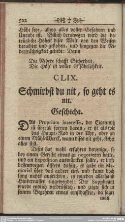 CLIX. Schmirbst du nit, so geht es nit. Geschicht