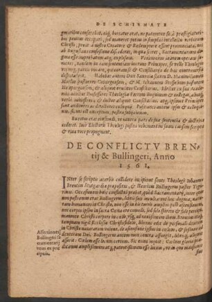 De Conflictu Brentii & Bullingeri, Anno 1561.
