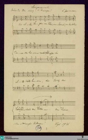 Sängerspruch - Mus. Hs. 1339 : Coro maschile; C