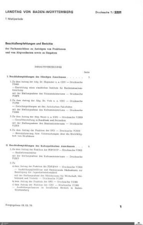 Drucksachen 3201-3400: Anträge, Anfragen, Gesetzentwürfe