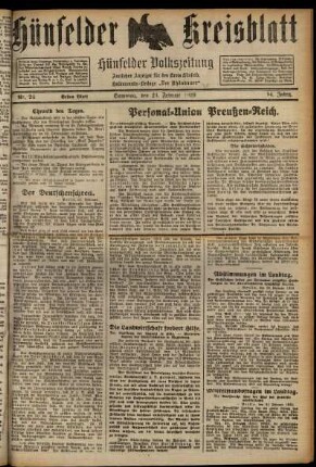 Erste Ausgabe vom Montag, den 25. Februar 1929.