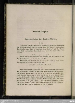Zweites Kapitel. Vom Ausziehen der Quadrat-Wurzel