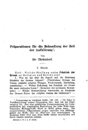 Präparationen für die Behandlung der Zeit der Aufklärung