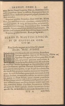 Feriis D. Martini Episcopi In Epistolam Concio.