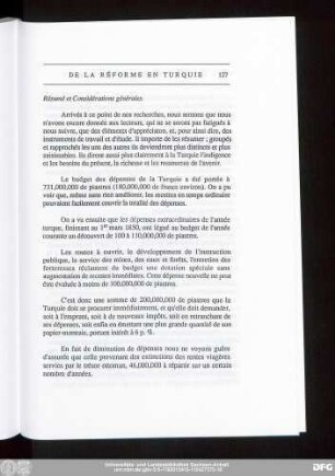 Résumé et Considérations générales.