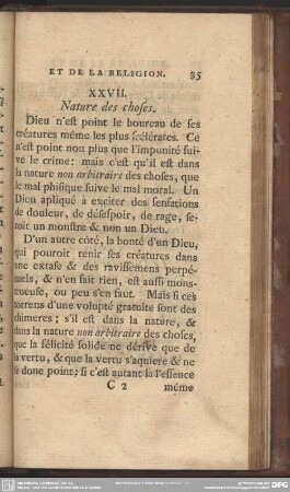 XXVII. Nature des choses