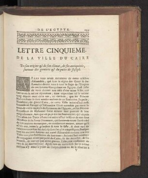 Lettre Cinquieme. De la Ville du Caire
