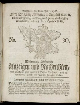No. 30. Montags, den 28ten Julii, 1766.
