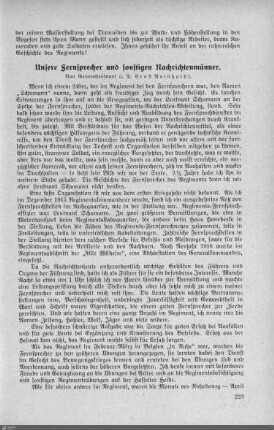 Unsere Fernsprecher und sonstige Nachrichtenmänner.