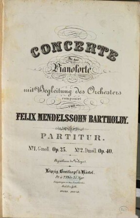 Concerte für das Pianoforte mit Begleitung des Orchesters : no 2, d-Moll op. 40