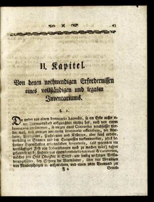 II. Kapitel. Von denen nothwendigen Erfordernissen eines vollständigen und legalen Inventariums.