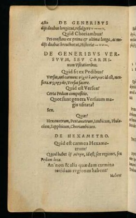 De Generibus Versuum, Seu Carminum Usitatioribus