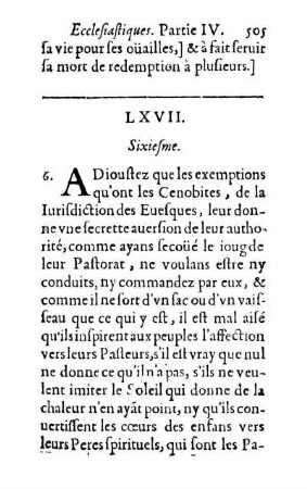 LXVII. Sixiesme