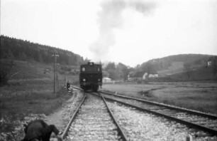 Lok 12, 54/55, Rangieren am Bahnhof Trochtelfingen, Blick ins Seckachtal