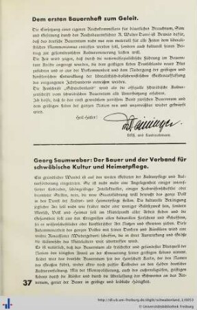 Der Bauer und der Verband für schwäbische Kultur und Heimatpflege.