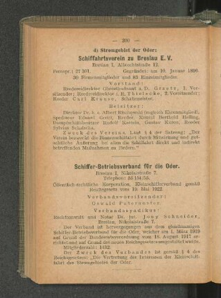 Schiffer-Betriebsverband für die Oder.