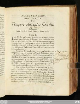 Disputatio I. De Tempore Adventus Christi. Respondente Nicolao Boethio, Leov. Frisio.