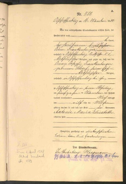 Standesamtsbuch der Stadt Aschaffenburg: Geburten 365/1900 - 184/1901