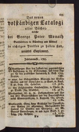 653-748, Neuntes Suplement. Jubilatemesse, 1784.