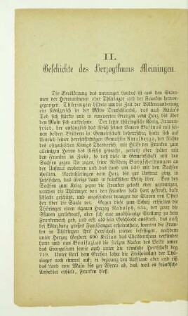II. Geschichte des Herzogthums Meiningen