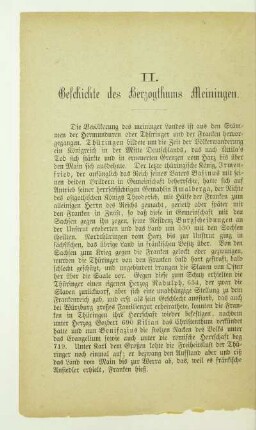II. Geschichte des Herzogthums Meiningen