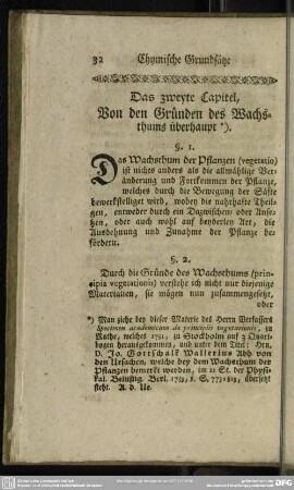 Das zweyte Capitel, Von den Gründen des Wachsthums überhaupt