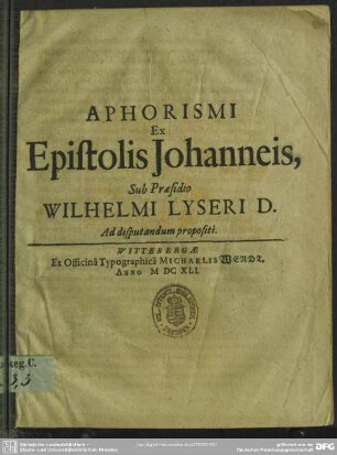 Aphorismi ex epistolis Johanneis