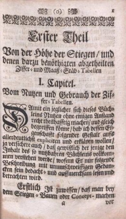I. Capitel. Vom Nutzen und Gebrauch der Ziffer-Tabellen.