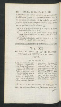 Tit. XII. De Iure Patronatus Et De Praesentatione Ad Beneficia A Patrono Facta
